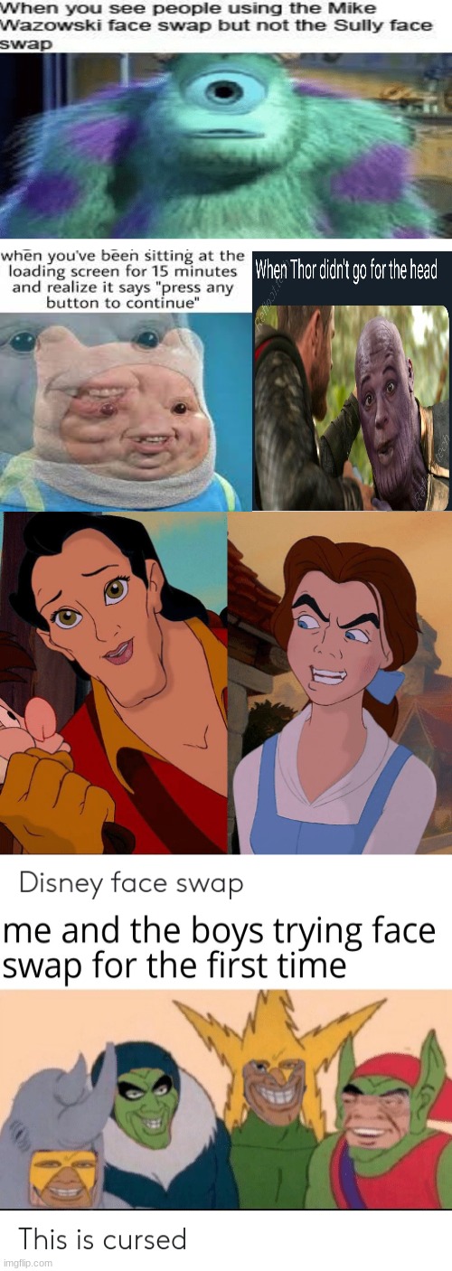 funny cartoon face swaps