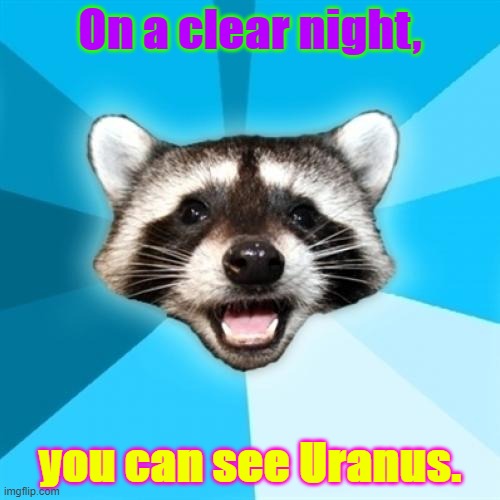 Lame Pun Coon Meme | On a clear night, you can see Uranus. | image tagged in memes,lame pun coon | made w/ Imgflip meme maker