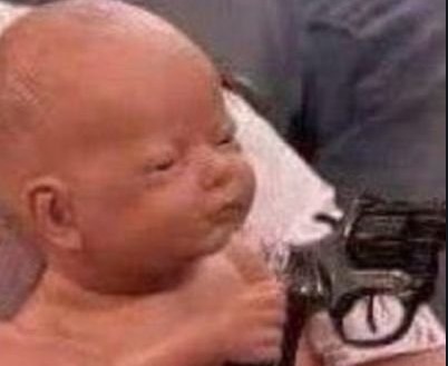Baby with gun Blank Meme Template