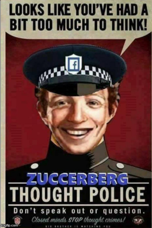 Facebook kills original thought | image tagged in mark zuckerberg,facebook,internet,original thought,thought police,leave facebook | made w/ Imgflip meme maker