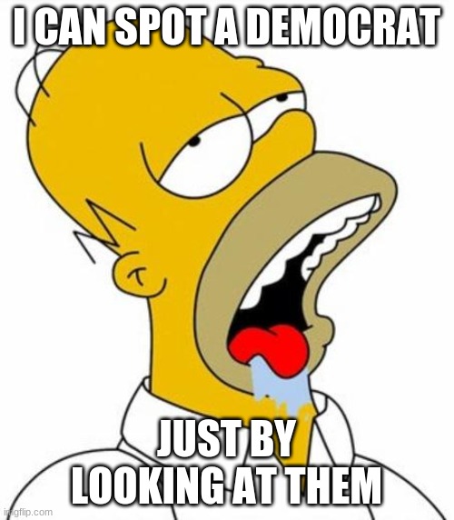 Homer Simpson MMM | I CAN SPOT A DEMOCRAT JUST BY LOOKING AT THEM | image tagged in homer simpson mmm | made w/ Imgflip meme maker