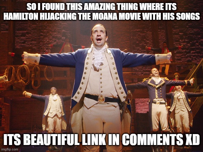 idk | SO I FOUND THIS AMAZING THING WHERE ITS HAMILTON HIJACKING THE MOANA MOVIE WITH HIS SONGS; ITS BEAUTIFUL LINK IN COMMENTS XD | image tagged in hamilton | made w/ Imgflip meme maker