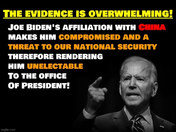 I'm fed up with treasonous Democrat corruption always going unpunished while they lock people up over lies they fabricate! | image tagged in joe biden,2020 elections,china,biden unfit,politics,political | made w/ Imgflip meme maker