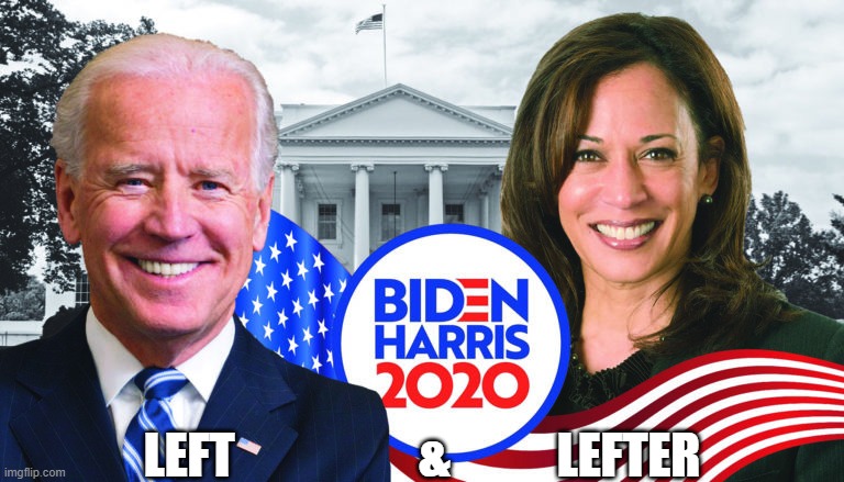 Joe Biden/Kamala Harris 2020 | LEFT                   &           LEFTER | image tagged in joe biden/kamala harris 2020 | made w/ Imgflip meme maker