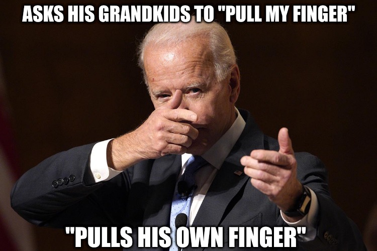 KIM JONG-WHO? | ASKS HIS GRANDKIDS TO "PULL MY FINGER"; "PULLS HIS OWN FINGER" | image tagged in presidential,idiot,sad joe biden | made w/ Imgflip meme maker