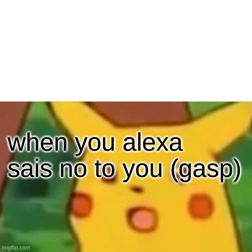 Surprised Pikachu | when you alexa sais no to you (gasp) | image tagged in memes,surprised pikachu | made w/ Imgflip meme maker
