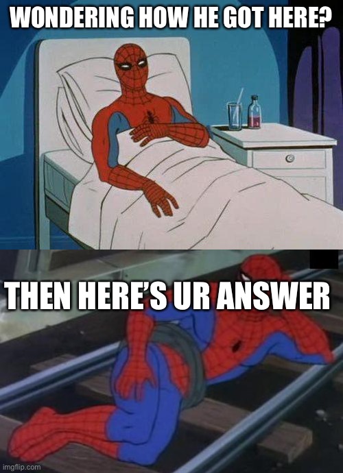 It’s most likely true tho... | WONDERING HOW HE GOT HERE? THEN HERE’S UR ANSWER | image tagged in memes,spiderman hospital,sexy railroad spiderman | made w/ Imgflip meme maker