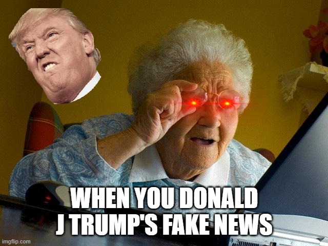 Grandma Finds The Internet Meme | WHEN YOU DONALD J TRUMP'S FAKE NEWS | image tagged in memes,grandma finds the internet | made w/ Imgflip meme maker