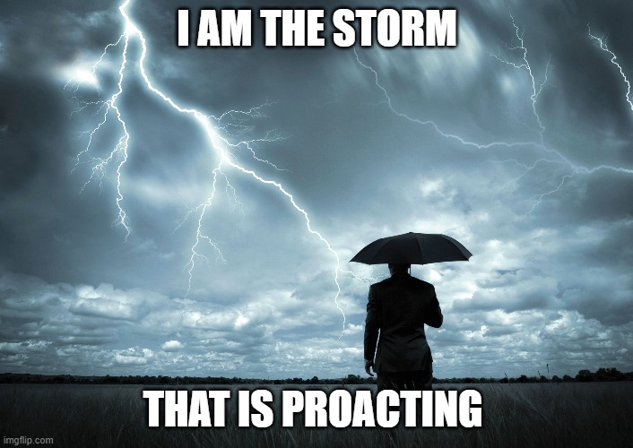 I Am The Storm | I AM THE STORM; THAT IS PROACTING | image tagged in i am the storm | made w/ Imgflip meme maker