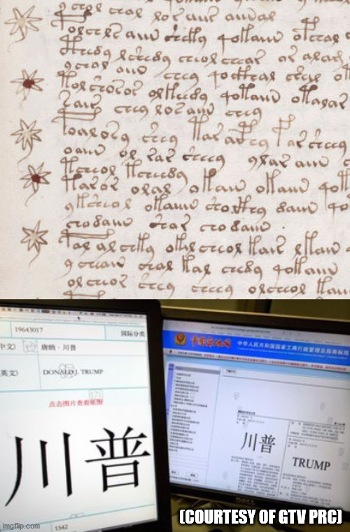 Voynich manuscript finally decoded, raises new questions about Hunter Biden | (COURTESY OF GTV PRC) | image tagged in trump,smear campaign,disinformation,foiled,biden 2020 | made w/ Imgflip meme maker