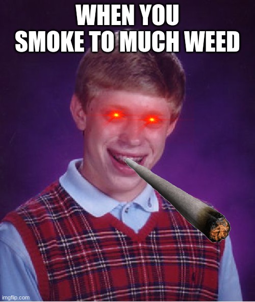 Bad Luck Brian | WHEN YOU SMOKE TO MUCH WEED | image tagged in memes,bad luck brian | made w/ Imgflip meme maker