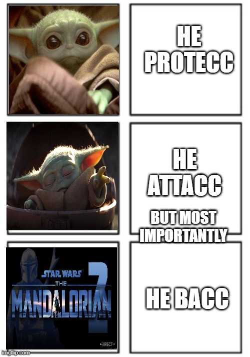 He's Back | HE PROTECC; HE ATTACC; BUT MOST IMPORTANTLY; HE BACC | image tagged in memes | made w/ Imgflip meme maker