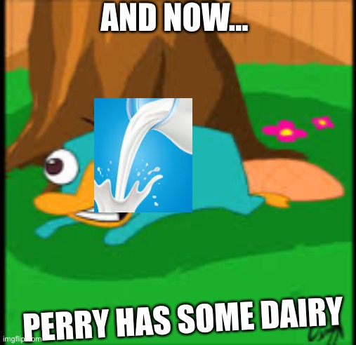 AND NOW... PERRY HAS SOME DAIRY | made w/ Imgflip meme maker
