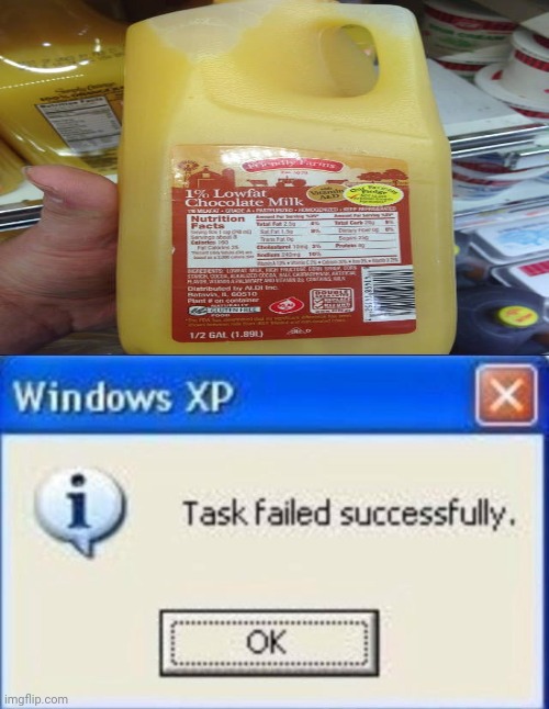 That is not chocolate milk. | image tagged in task failed successfully,funny,memes,you had one job,milk,orange juice | made w/ Imgflip meme maker