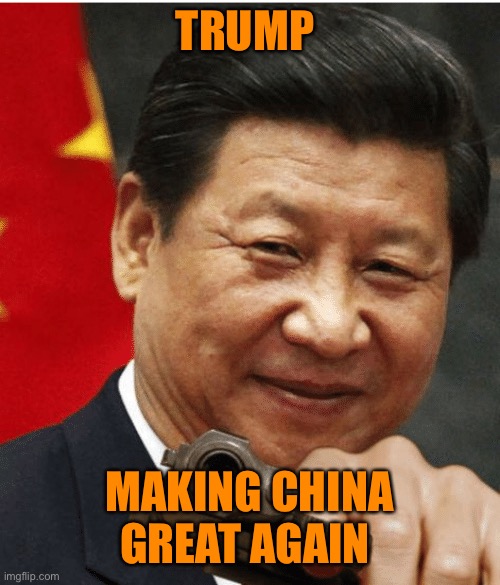 Xi Jinping | TRUMP MAKING CHINA GREAT AGAIN | image tagged in xi jinping | made w/ Imgflip meme maker