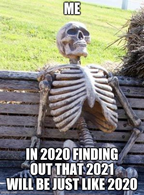 Waiting Skeleton Meme | ME; IN 2020 FINDING OUT THAT 2021 WILL BE JUST LIKE 2020 | image tagged in memes,waiting skeleton | made w/ Imgflip meme maker