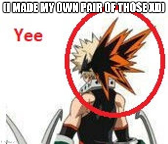 I make my own cosplays | (I MADE MY OWN PAIR OF THOSE XD) | image tagged in bakugo,mha | made w/ Imgflip meme maker