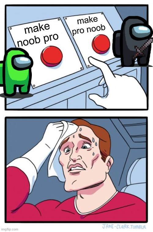 Two Buttons Meme | make pro noob; make noob pro | image tagged in memes,two buttons | made w/ Imgflip meme maker