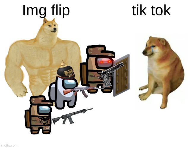 Buff Doge vs. Cheems | Img flip; tik tok | image tagged in memes,buff doge vs cheems | made w/ Imgflip meme maker