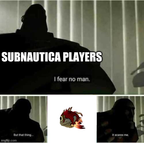 Crash Fish Go brrr | SUBNAUTICA PLAYERS | image tagged in i fear no man,subnautica,fish | made w/ Imgflip meme maker