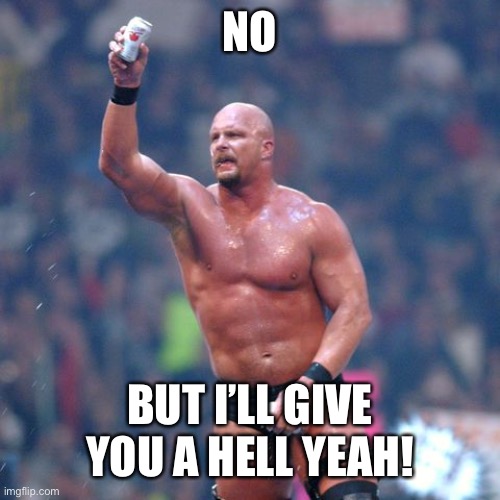 Stone Cold Steve Austin | NO BUT I’LL GIVE YOU A HELL YEAH! | image tagged in stone cold steve austin | made w/ Imgflip meme maker
