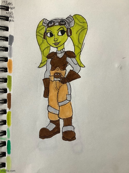 Colored Hera syndulla! You can see me testing greens in the margins lol | made w/ Imgflip meme maker