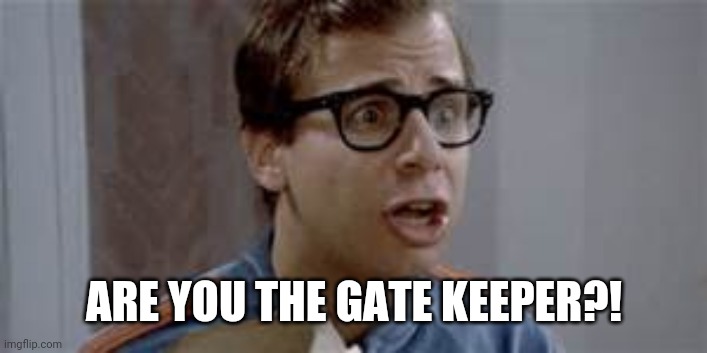 rick moranis | ARE YOU THE GATE KEEPER?! | image tagged in rick moranis | made w/ Imgflip meme maker