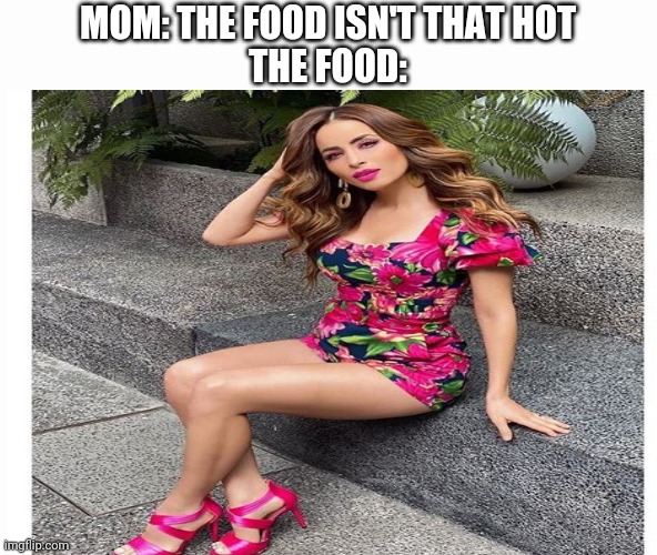 MOM: THE FOOD ISN'T THAT HOT
THE FOOD: | image tagged in sexy women,sexy legs,sexy lips,latina,funny memes | made w/ Imgflip meme maker