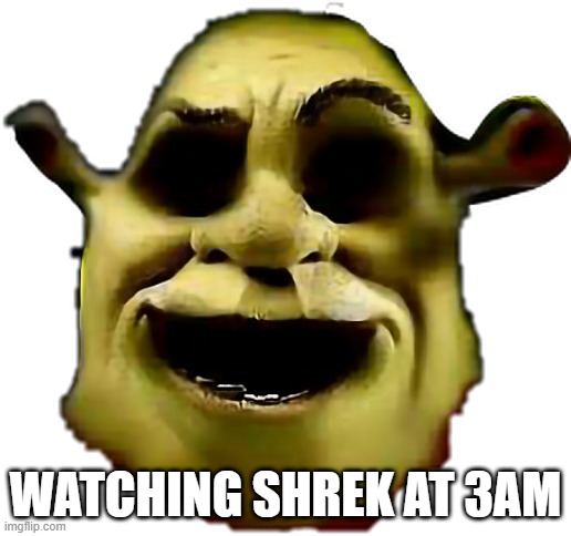 *clicks* noice! | WATCHING SHREK AT 3AM | image tagged in creepy shrek transparency | made w/ Imgflip meme maker