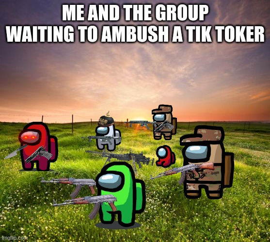 Me and the group waiting | ME AND THE GROUP WAITING TO AMBUSH A TIK TOKER | image tagged in landscapemaymay | made w/ Imgflip meme maker