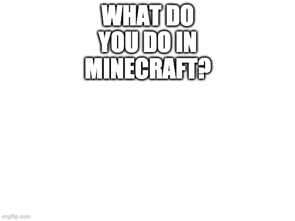 comment pls | WHAT DO YOU DO IN MINECRAFT? | image tagged in blank white template | made w/ Imgflip meme maker