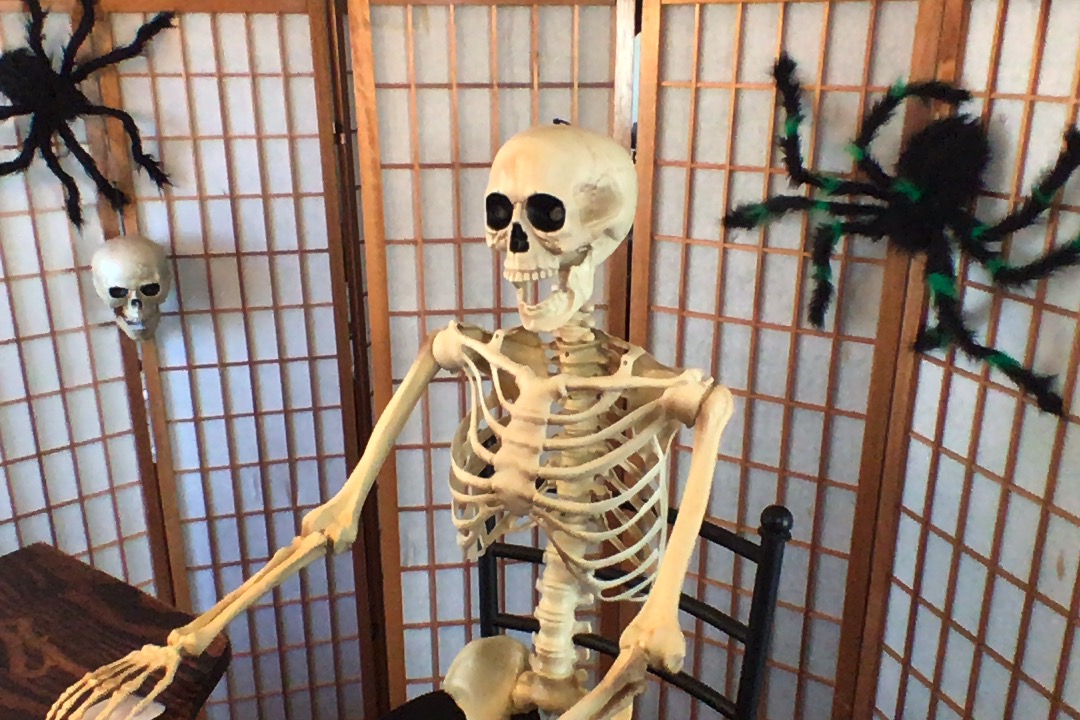 High Quality skeleton at desk Blank Meme Template