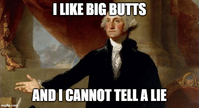 george washington | I LIKE BIG BUTTS AND I CANNOT TELL A LIE | image tagged in george washington | made w/ Imgflip meme maker