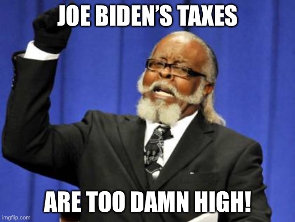 Joe Biden taxes | JOE BIDEN’S TAXES; ARE TOO DAMN HIGH! | image tagged in memes,too damn high,joe biden,taxes,money,political | made w/ Imgflip meme maker