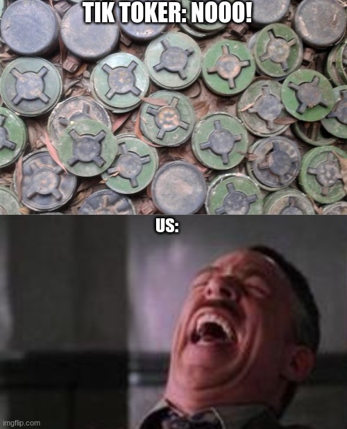 untitled  trap | TIK TOKER: NOOO! US: | image tagged in landmines | made w/ Imgflip meme maker
