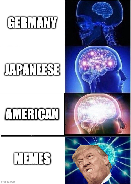 Expanding Brain Meme | GERMANY; JAPANEESE; AMERICAN; MEMES | image tagged in memes,expanding brain | made w/ Imgflip meme maker