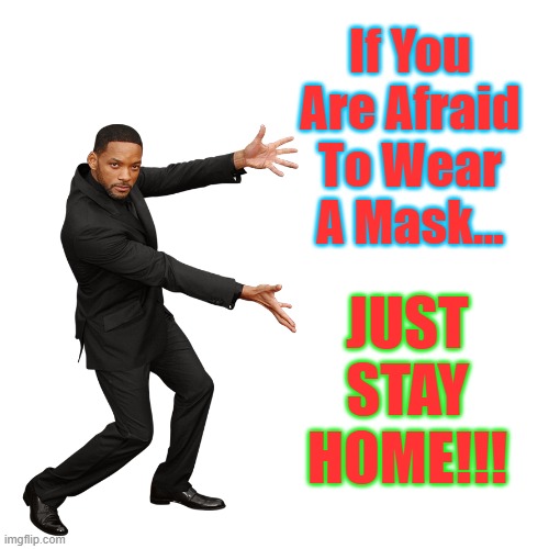 Just Stay Home | If You Are Afraid To Wear A Mask... JUST STAY HOME!!! | image tagged in will smith | made w/ Imgflip meme maker