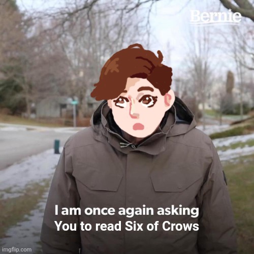 remind me to never try to draw in imgflip again | You to read Six of Crows | image tagged in memes,bernie i am once again asking for your support | made w/ Imgflip meme maker