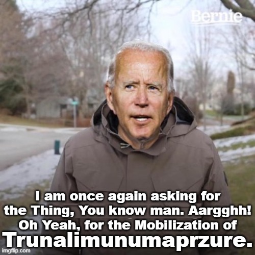 OH YOO KNOW MAN, THE THING!AH YES, YES THE THING, TRUNALIMUNUMAPRZURE. | I am once again asking for the Thing, You know man. Aargghh! Oh Yeah, for the Mobilization of; Trunalimunumaprzure. | image tagged in trunalimunumaprzure,joe left his,mind in delaware,pedo crime family,wtf is he on about | made w/ Imgflip meme maker