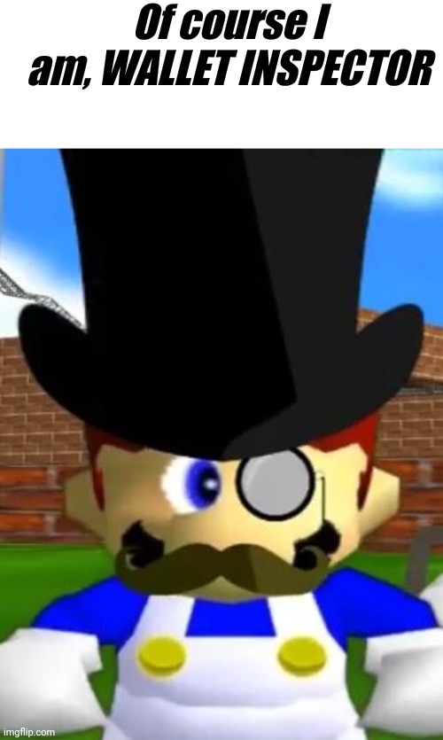 Wallet Inspecta SMG4 | Of course I am, WALLET INSPECTOR | image tagged in wallet inspecta smg4 | made w/ Imgflip meme maker