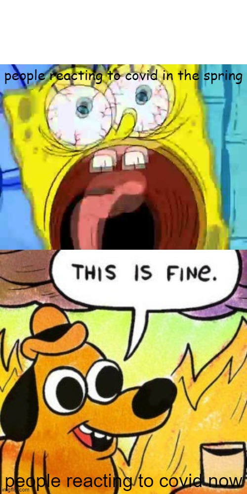 people reacting to covid in the spring; people reacting to covid now | image tagged in memes,uno draw 25 cards | made w/ Imgflip meme maker