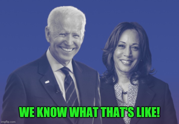 Biden Harris 2020 | WE KNOW WHAT THAT'S LIKE! | image tagged in biden harris 2020 | made w/ Imgflip meme maker