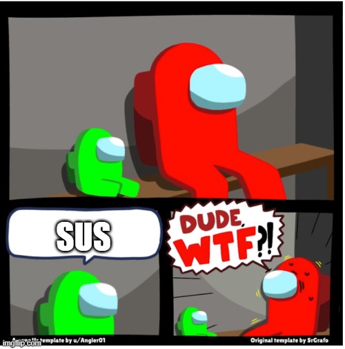 Among us Dude WTF | SUS | image tagged in among us dude wtf | made w/ Imgflip meme maker
