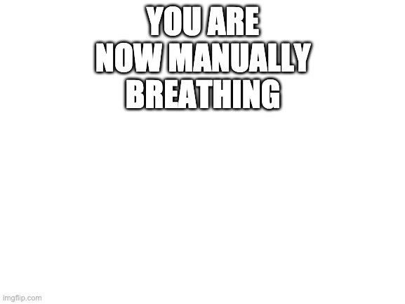 gottem | YOU ARE NOW MANUALLY BREATHING | image tagged in blank white template | made w/ Imgflip meme maker