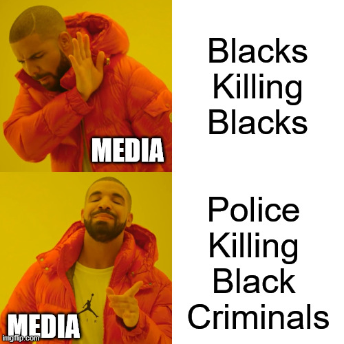 Wish they covered the real news and stopped with the hate. | Blacks Killing Blacks; MEDIA; Police 
Killing 
Black 
Criminals; MEDIA | image tagged in memes,drake hotline bling,political meme | made w/ Imgflip meme maker