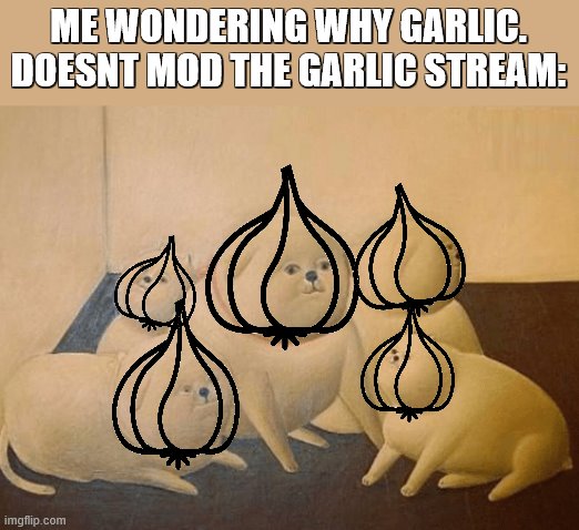 y tho garlic dogs in here | ME WONDERING WHY GARLIC. DOESNT MOD THE GARLIC STREAM: | image tagged in y tho | made w/ Imgflip meme maker
