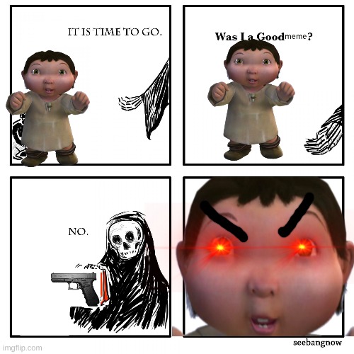 plz upvote this took me awhile to make | image tagged in its time to go grim reaper,ice age baby | made w/ Imgflip meme maker
