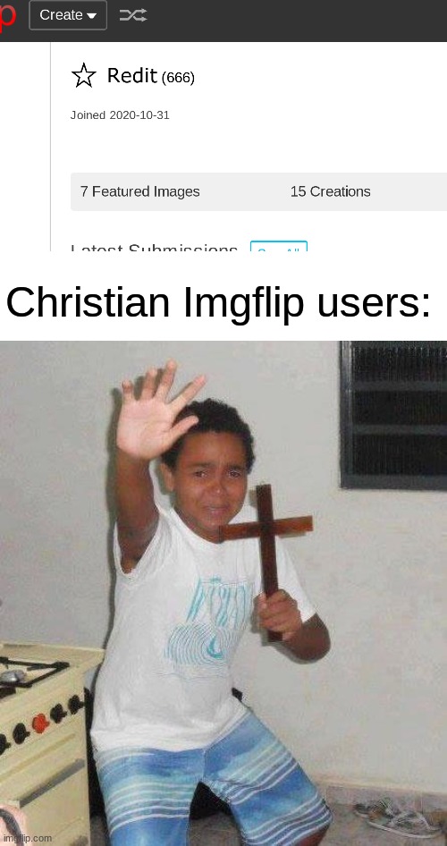 Christian Imgflip users: | image tagged in blank white template,kid with cross | made w/ Imgflip meme maker