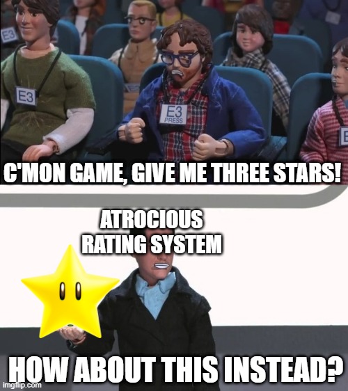 This was super frustrating, especially unlocking the characters, | C'MON GAME, GIVE ME THREE STARS! ATROCIOUS RATING SYSTEM; HOW ABOUT THIS INSTEAD? | image tagged in give us x,mario kart,reggie,mario kart wii,nintendo | made w/ Imgflip meme maker