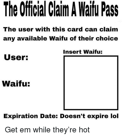 Waifu pass Blank Meme Template